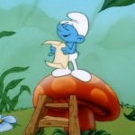 smurf on mushroom